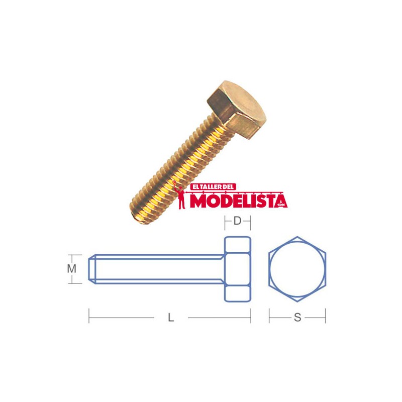 Tornillo de latón hexagonal. M1,4 x 5 mm (x20). RB 114-05 Tornillo de latón hexagonal. M1,4 x 5 mm (x20). RB 114-05