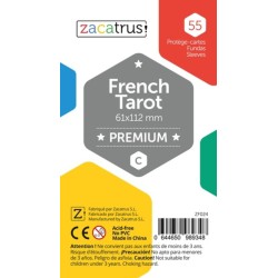 55 manchons de Tarot Français premium (61 x 112 mm).