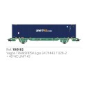 Lgnss flatcar with container UNIT 45, TRANSFESA.