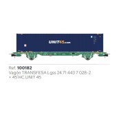 Plataforma Lgss con contenedor UNIT 45, TRANSFESA.