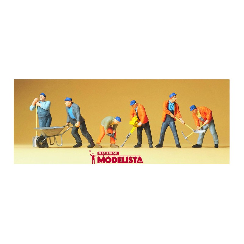 Figuras: Seis obreros trabajando. PREISER 65336