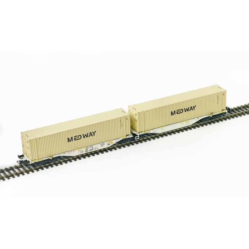 Flat wagon type Sggmrss, with Medway containers. VTG.