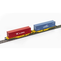 Wagon à plate-forme de type Sggmrss, Intermodal Clip. Conteneurs KLINE + HYK.