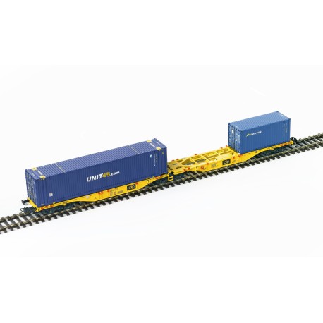 Vagão de plataforma tipo Sggmrss, Intermodal Clip. Contentores HT+U45.