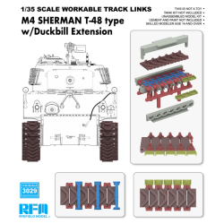 Pistas funcionais tipo T-48 para M4 Sherman com extensão "duckbill" (plástico).