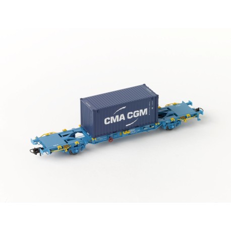 Plataforma Lgnss com contentor CMA CGM, RENFE.