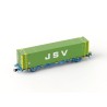 Plataforma Lgnss con contenedor JSV, RENFE.