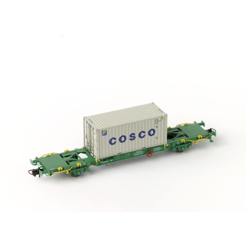 Lgnss flatcar with container COSCO, TRANSFESA. Lgnss flatcar with container COSCO, TRANSFESA.