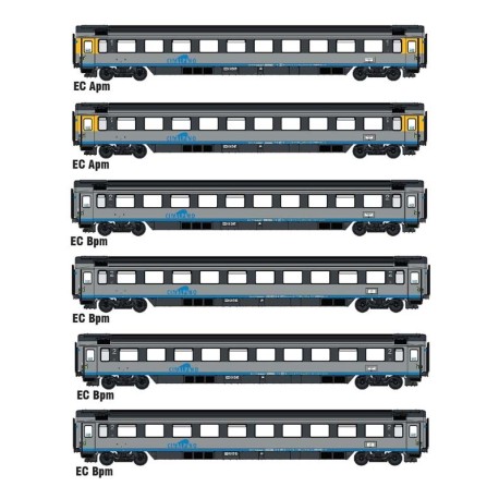 Conjunto de 6 carros Cisalpino.