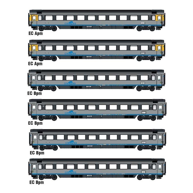 Set mit 6 Cisalpino Fahrzeugen.
