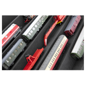 Bandeja de espuma de 500 x 500 x 55 mm, personalizável com padrão em ziguezague, para trens em escala H0 / 00.