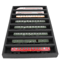 Foam inlay H0 Gauge horizontal (8 slots). Foam inlay H0 Gauge horizontal (8 slots).