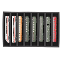 Foam inlay H0 Gauge horizontal (8 slots). Foam inlay H0 Gauge horizontal (8 slots).