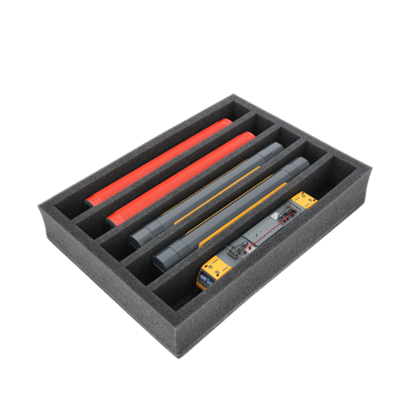 Inserção de espuma para a posição vertical dos comboios da escala H0 (5 compartimentos).