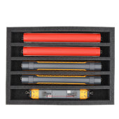 Inserção de espuma para a posição vertical dos comboios da escala H0 (5 compartimentos).