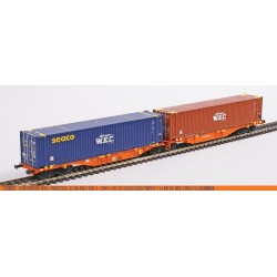 Sggmrss Wagon Continental Rail/Wascosa, with "WEC Lines" containers.