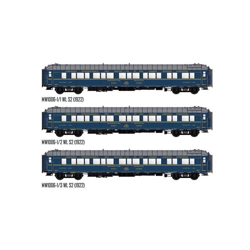 Ensemble de trois voitures CIWL « Bombay Express » (1933). Ensemble de trois voitures CIWL « Bombay Express » (1933).