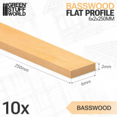 Listello piatto in legno di tiglio 6x250mm (x10).