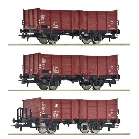 3-piece set: Open goods train, DR.