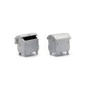 Galvanized steel wheel containers.