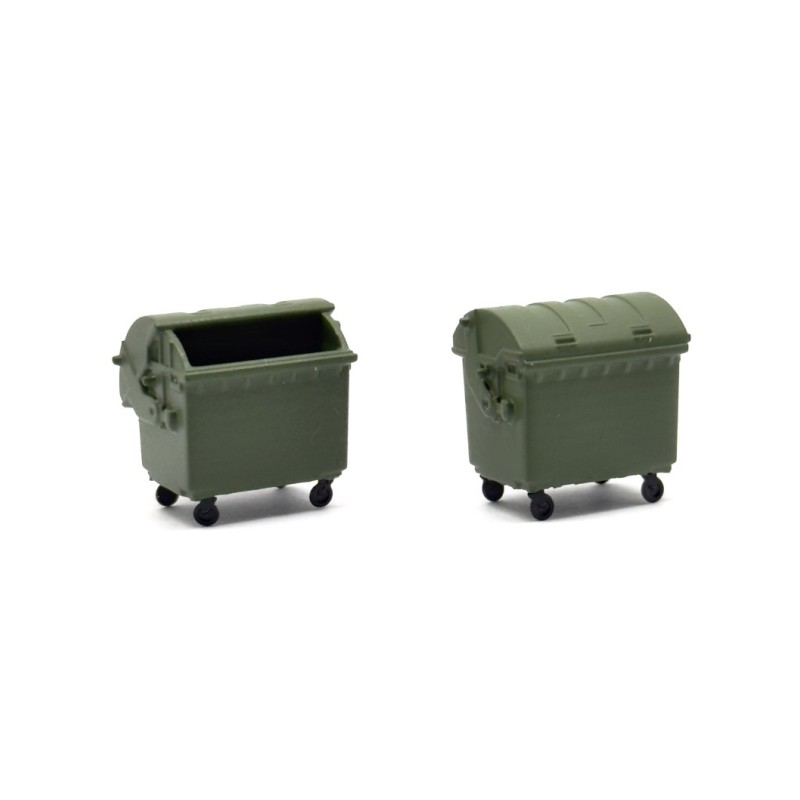 Green wheel containers.