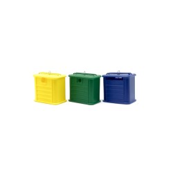 3 recycling containers.