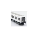 2nd class coach B12x in white transitional livery, RENFE.
