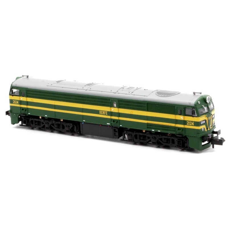Locomotora 2124 verde/amarillo, RENFE.