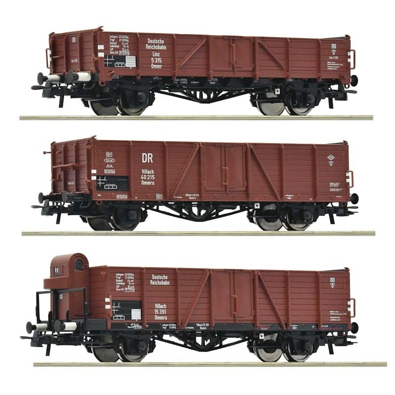 3-piece set: Open goods train, DRB. 3-piece set: Open goods train, DRB.