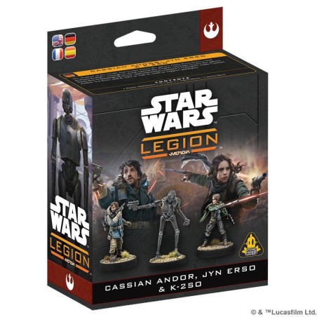 SW Legion: Cassian Andor, Jyn Erso y K-2SO.
