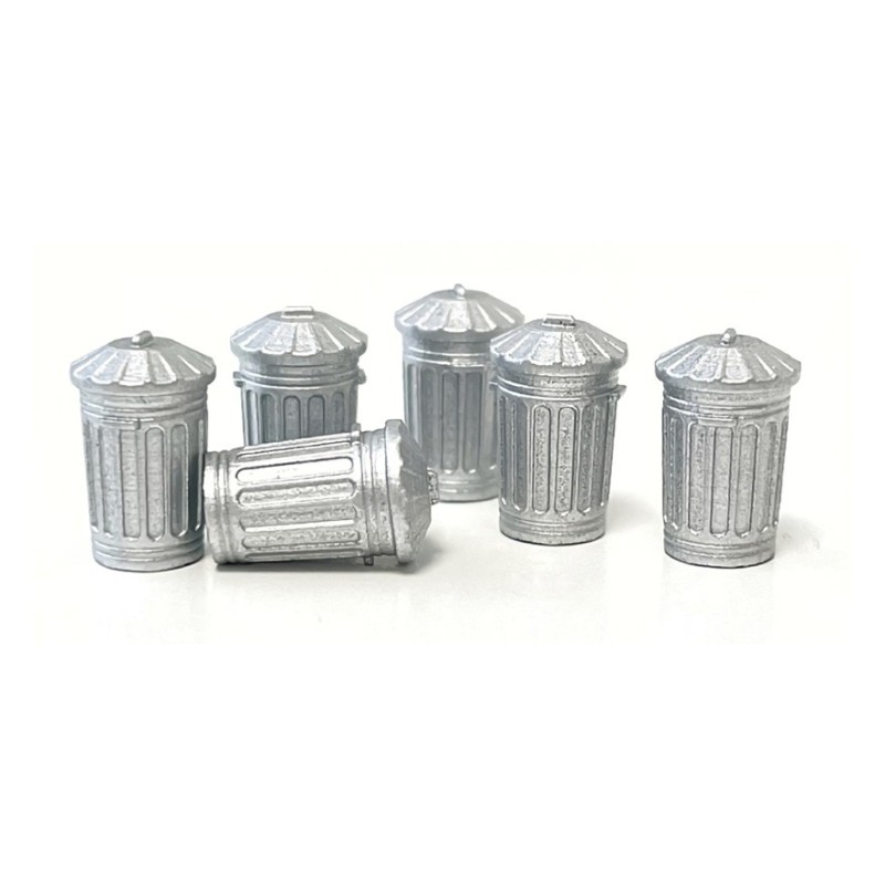 Metal rubbish bins.