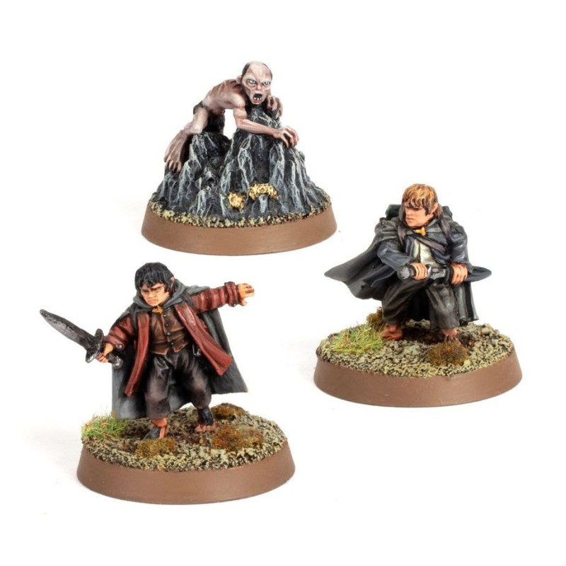 Frodo Baggins, Sam Gamgee e Gollum em Emyn Muil.