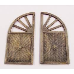 Puerta de madera de dos hojas.
