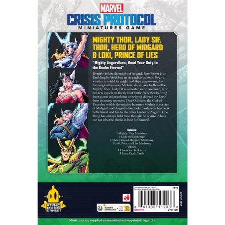 Marvel Crisis Protocol: Poderoso Thor, Lady Sif, Thor e Loki.