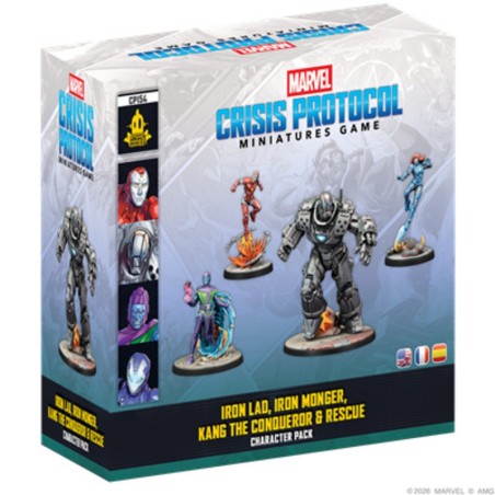Marvel Crisis Protocol: Iron Lad, Iron Monger, Kang der Eroberer.