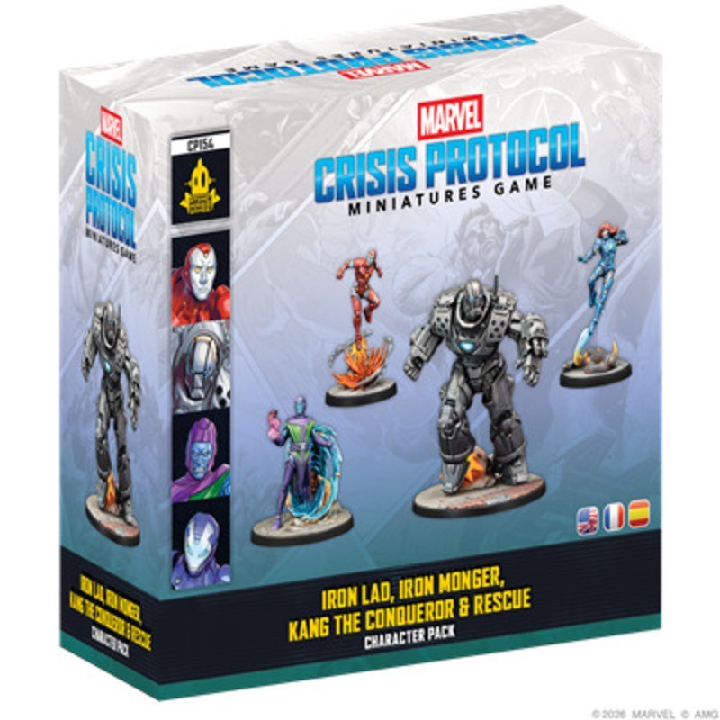 Marvel Crisis Protocol: Iron Lad, Iron Monger, Kang der Eroberer. Marvel Crisis Protocol: Iron Lad, Iron Monger, Kang der Eroberer.