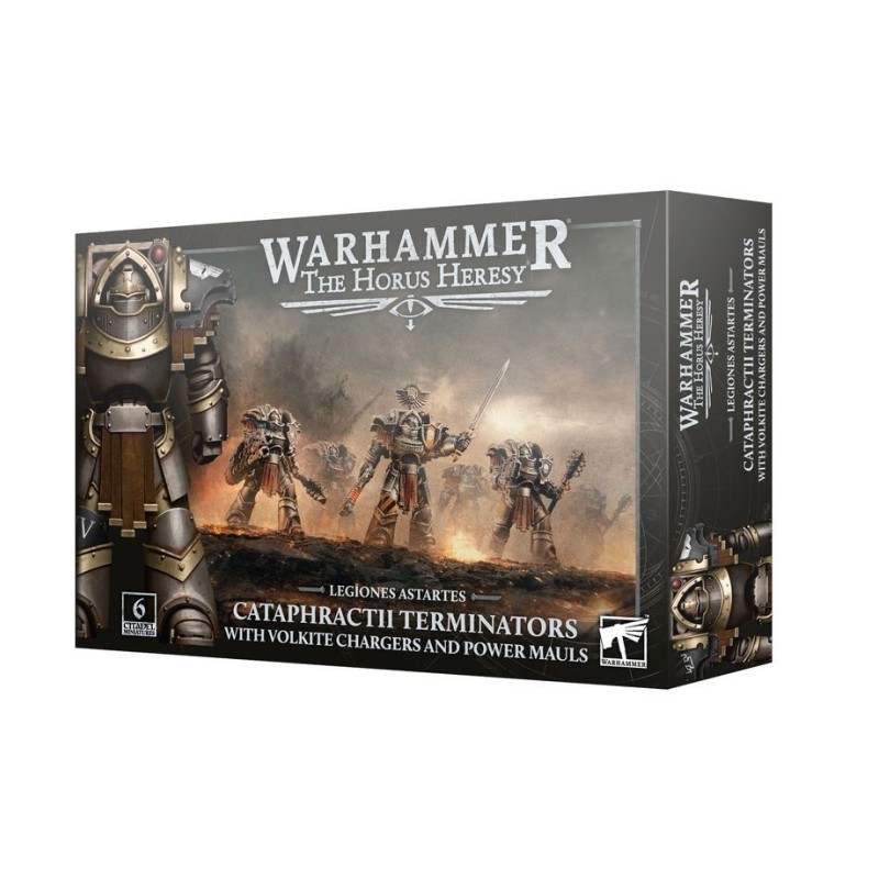 Cataphractii Terminators com Volkite Chargers e Power Mauls.