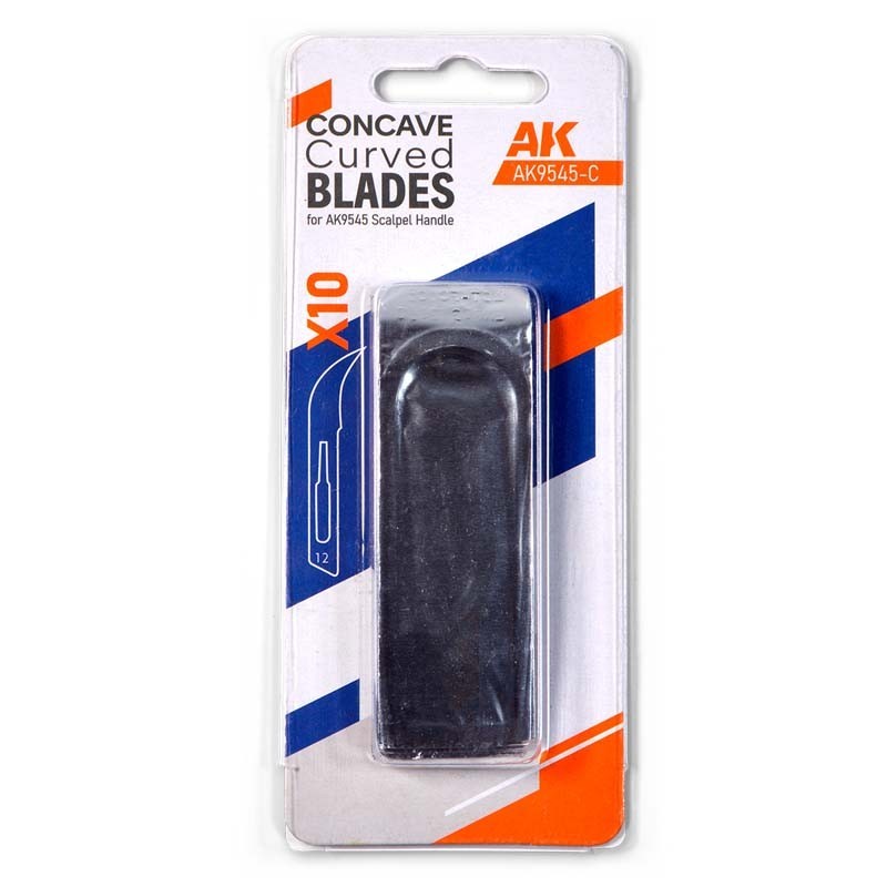 Concave curved blades.