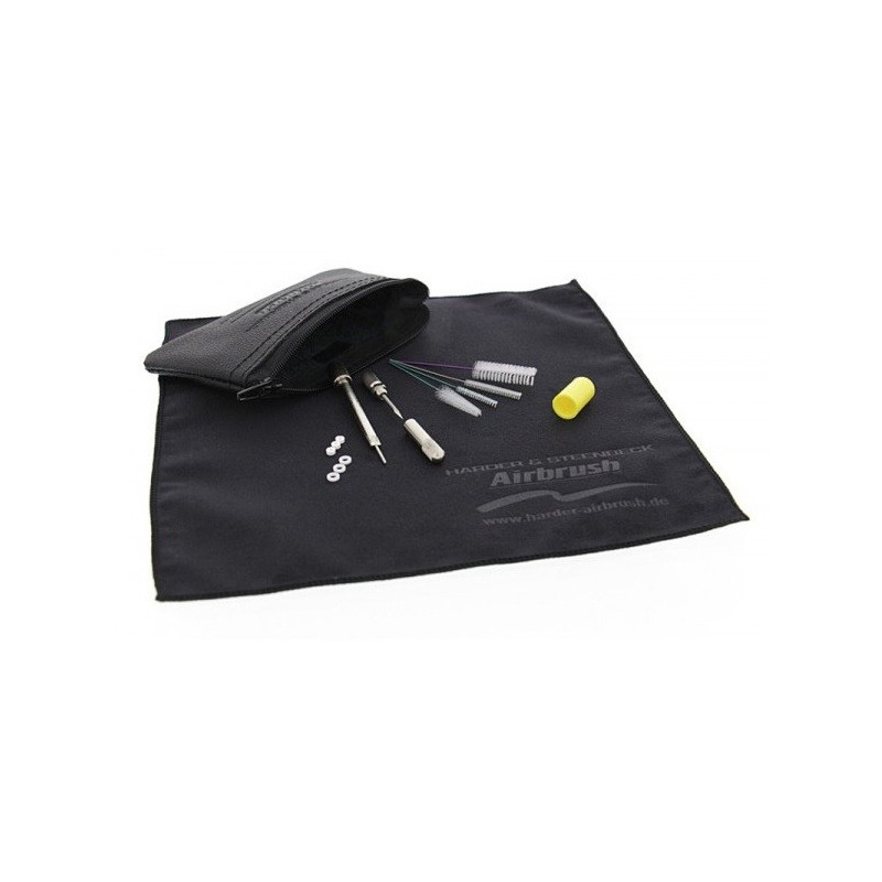 Estojo de limpeza e manutenção para aerógrafos.