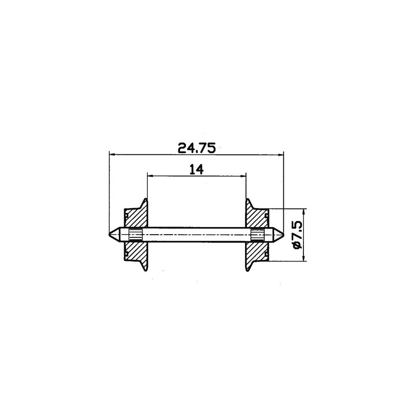 Juego de ruedas para AC. 7,5 mm. ROCO 40184
