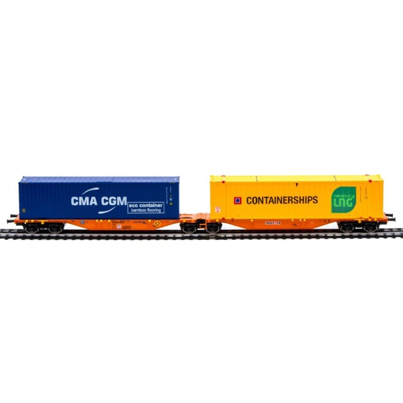 Wascosa type Sggmrs double container flat wagon.