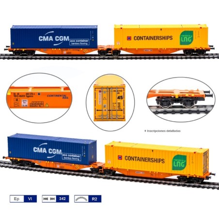 Wascosa type Sggmrs double container flat wagon.