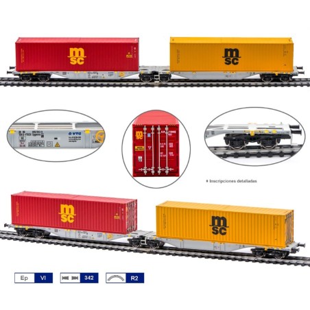 Piattaforma Sggmrss VTG con container "MSC".