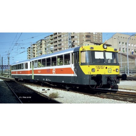 Two-car diesel multiple unit 591.500 «Ferrobús». RENFE. Sound.