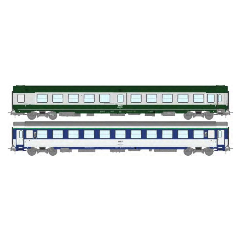Conjunto de 2 carruagens: Ambulância SO e Corail VU (B10c10x), SNCF.