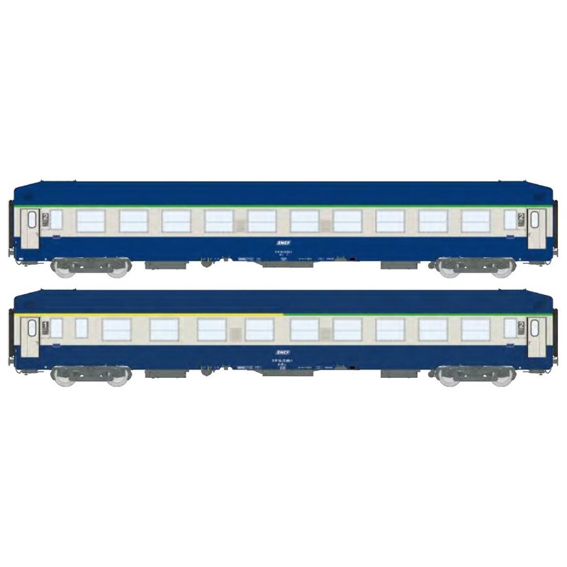 Ensemble de 2 voitures-lits UIC (B9c9x). SNCF.