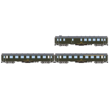 3-unit pack of 5000 coaches, BBD4 baggage + BB1 2nd + AAB mixed. RENFE.