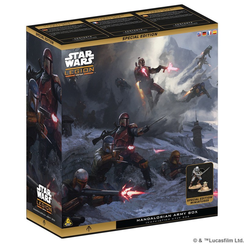 Imagen de la portada de la caja de ejercito mandaloriano de star wars legion comprar star wars legión