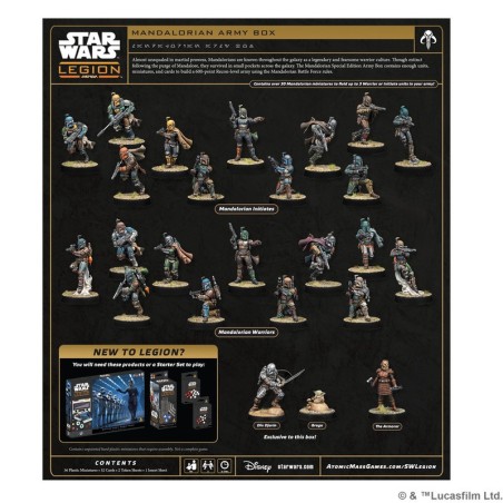 Star Wars Legion Mandalorian army box back cover image with relevant information buy Star Wars Legion