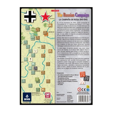 The Russian Campaign Board Game Box Back Image with Relevant Information Buy The Russian Campaign